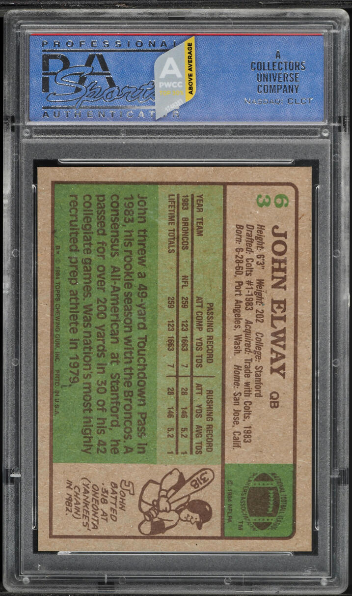 1984 Topps Football John Elway ROOKIE #63 PSA 9 MINT