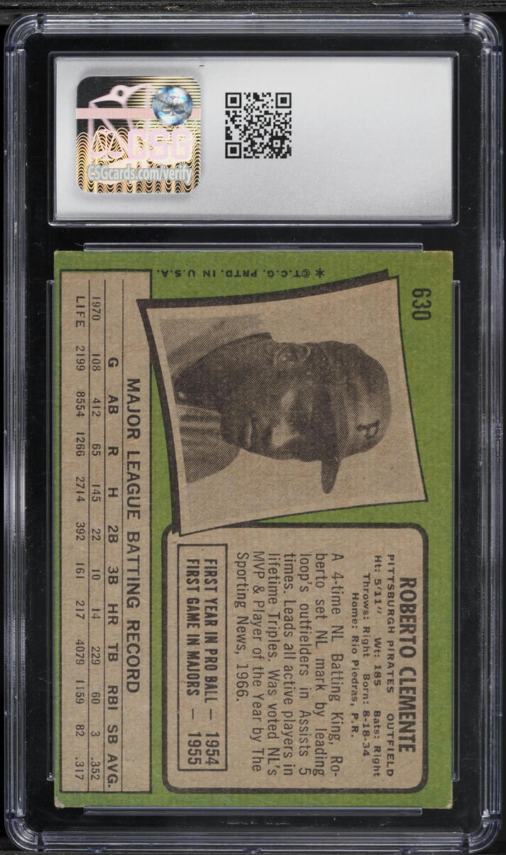 1971 Topps Roberto Clemente #630 CSG 5 EX