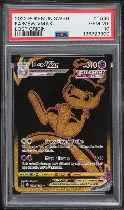2022 Pokemon Sword & Shield Lost Origin Gold Rare Mew VMAX #TG30 PSA 10 GEM  MINT on Fanatics Collect