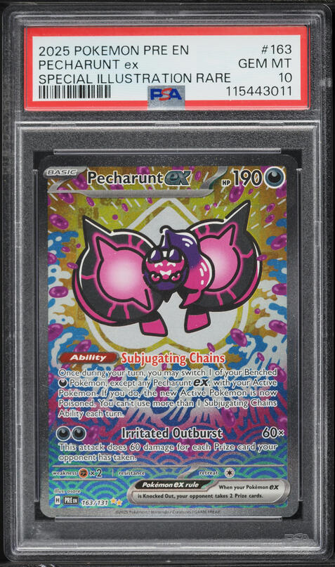 2025 Pokemon Scarlet & Violet Prismatic Evolutions SIR Pecharunt ex #163 PSA 10 GEM MINT