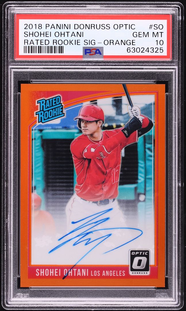 2018 Donruss Optic Orange Shohei Ohtani ROOKIE AUTO /25 #RRS-SO PSA 10 GEM MINT
