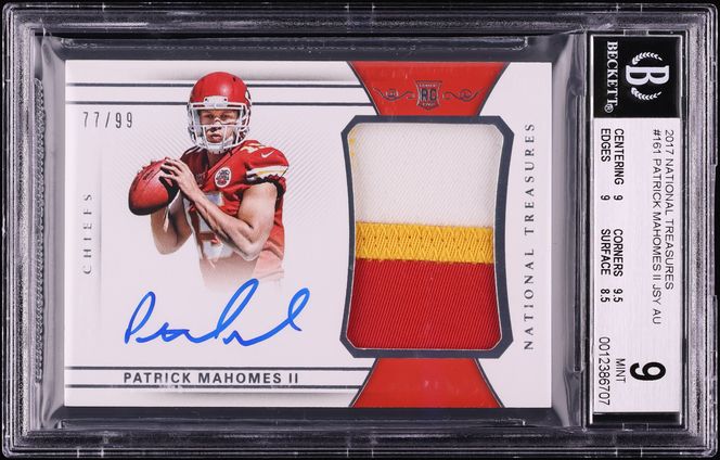 2017 National Treasures Patrick Mahomes II ROOKIE PATCH AUTO /99 #161 BGS 9 MINT
