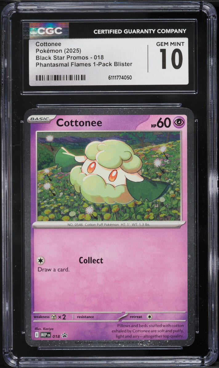 2025 Pokemon Black Star Promo Phantasmal Flames 1-Pack Blister Cottonee  #018 CGC 10 GEM MINT on Fanatics Collect