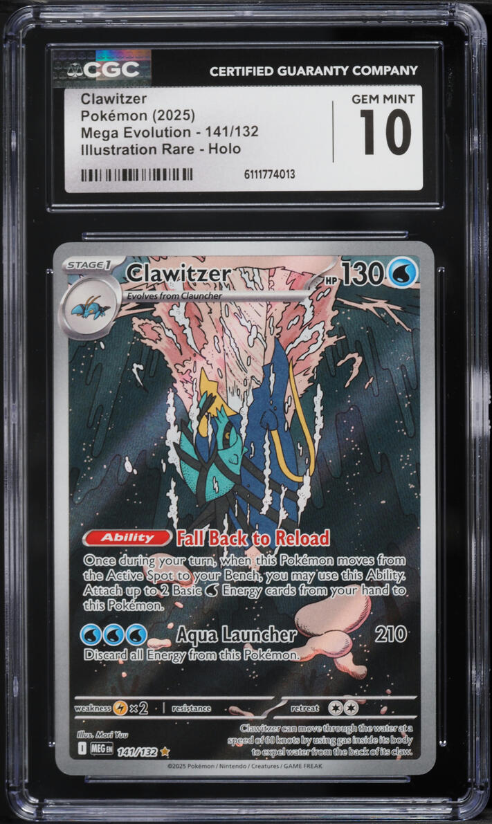 2025 Pokemon Mega Evolution IR Clawitzer #141 CGC 10 GEM MINT