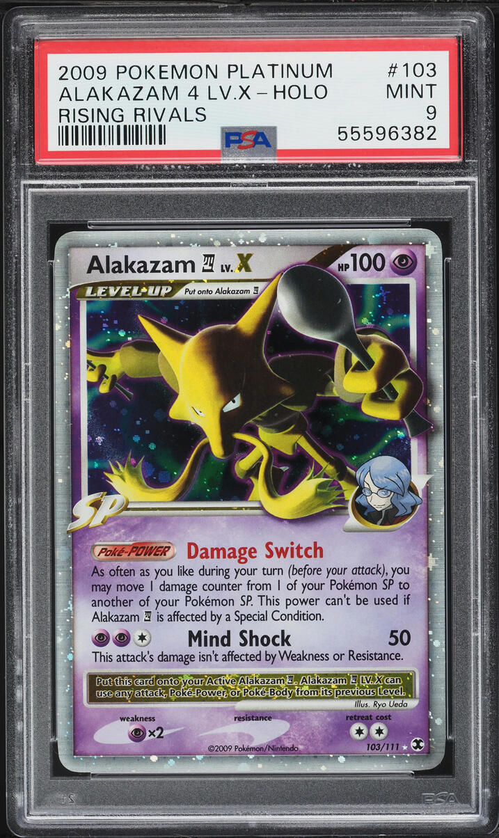 2009 Pokemon Platinum Rising Rivals Holo Alakazam 4 LV.X #103 PSA 9 MINT