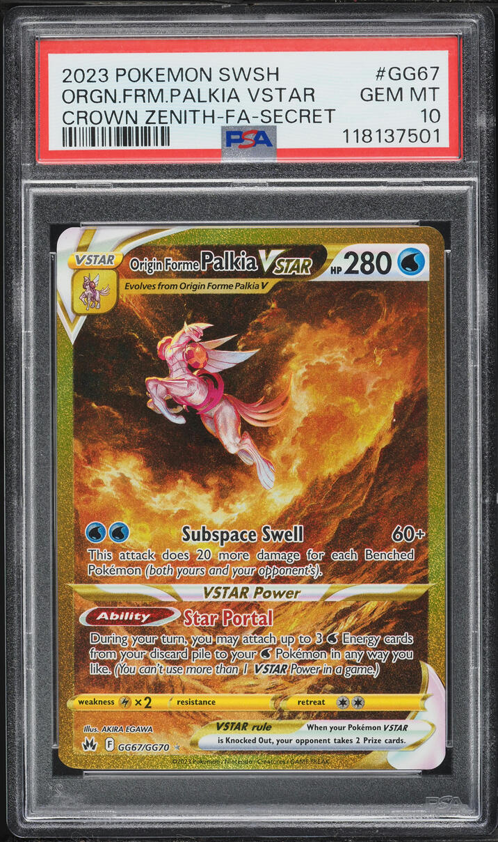 2023 Pokemon SWSH Crown Zenith Gold Rare Origin Forme Palkia VSTAR #GG67 PSA 10 GEM MINT