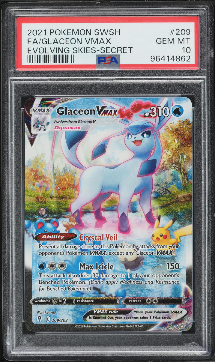 2021 Pokemon Sword & Shield Evolving Skies SEC Glaceon VMAX #209 PSA 10 GEM MINT