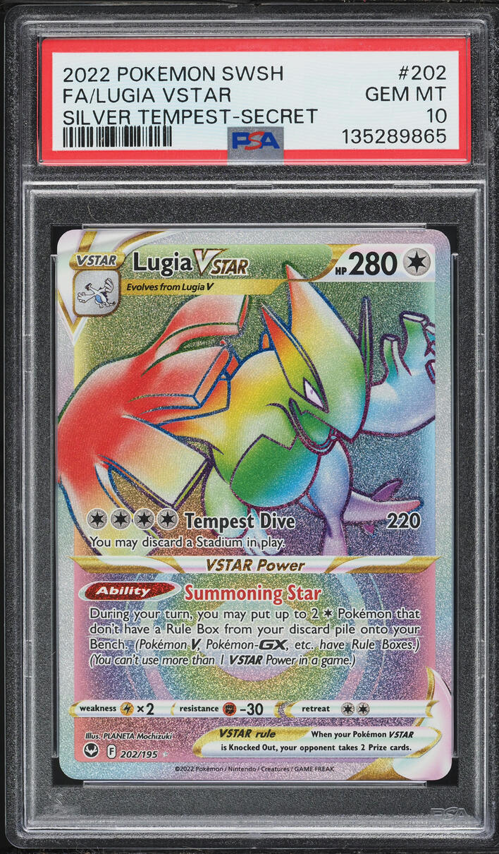 2022 Pokemon Sword & Shield Silver Tempest Rainbow Rare Lugia VSTAR #202 PSA 10 GEM MINT