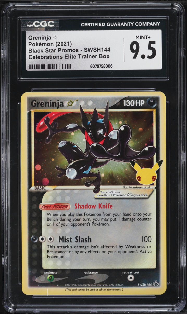 2021 Pokemon Sword & Shield Promo Celebrations Holo Greninja Gold Star #SWSH144 CGC 9.5 MINT+