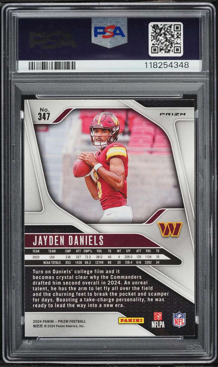 2024 Panini Prizm Neon Green Pulsar Jayden Daniels ROOKIE #347 PSA 10 GEM MINT