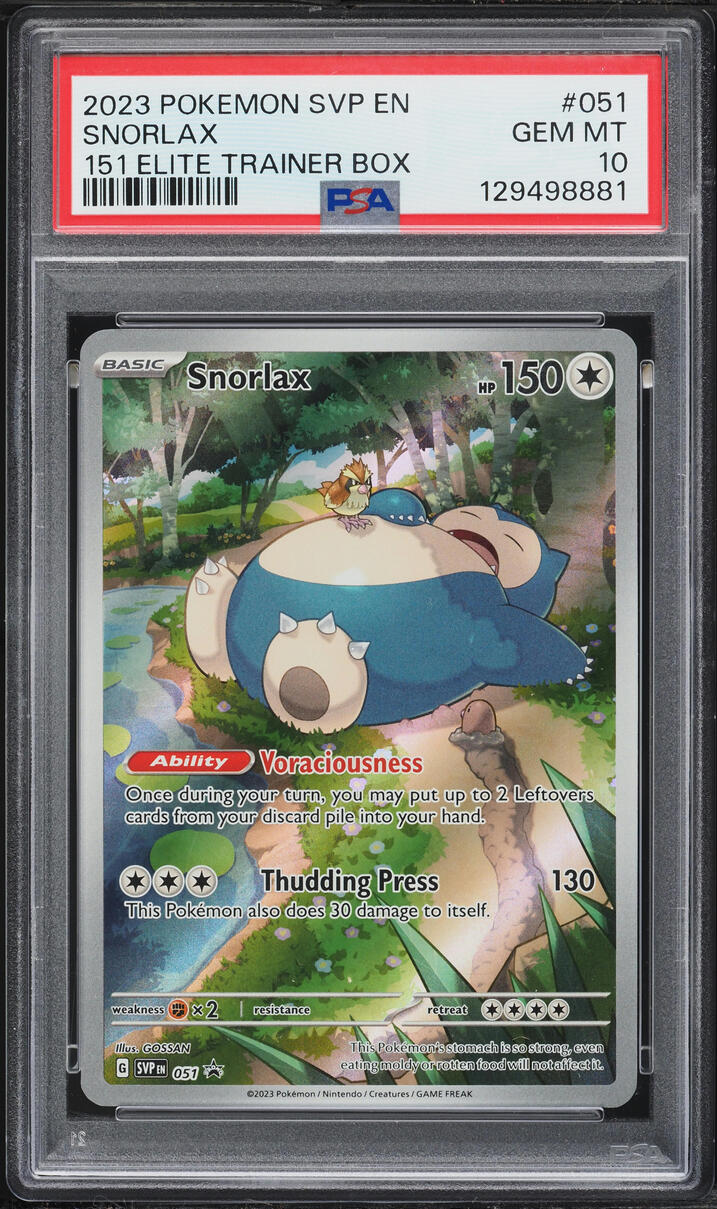 2023 Pokemon Scarlet & Violet Promo 151 Elite Trainer Box Full Art Snorlax #51 PSA 10 GEM MINT