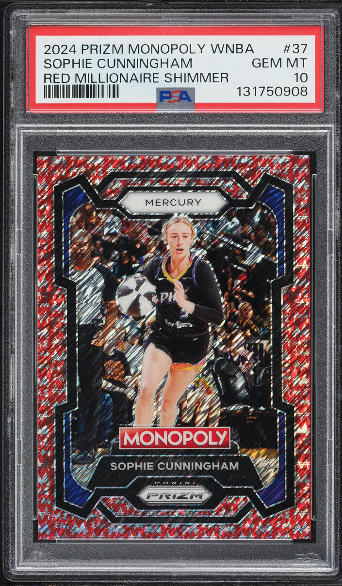 2024 Panini Prizm Monopoly WNBA Red Millionaire Shimmer Sophie Cunningham /100 #37 PSA 10 GEM