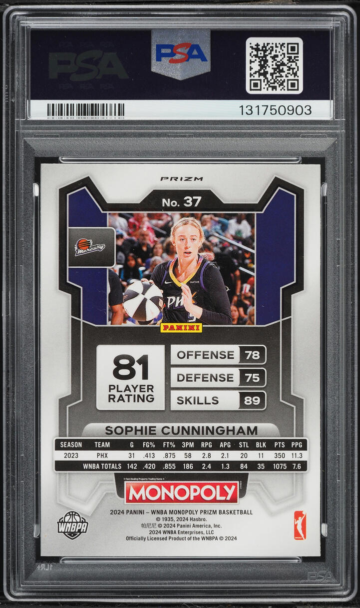 2024 Panini Prizm Monopoly WNBA Red Classic Icon Sophie Cunningham #37 PSA 10 GEM MINT