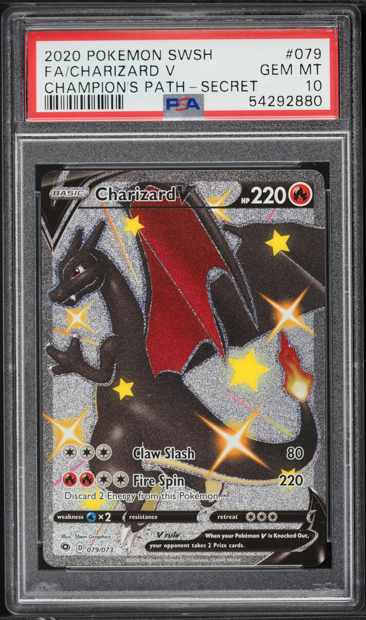 2020 Pokemon Sword & Shield Champion's Path Full Art Shiny Charizard V #79 PSA 10 GEM MINT