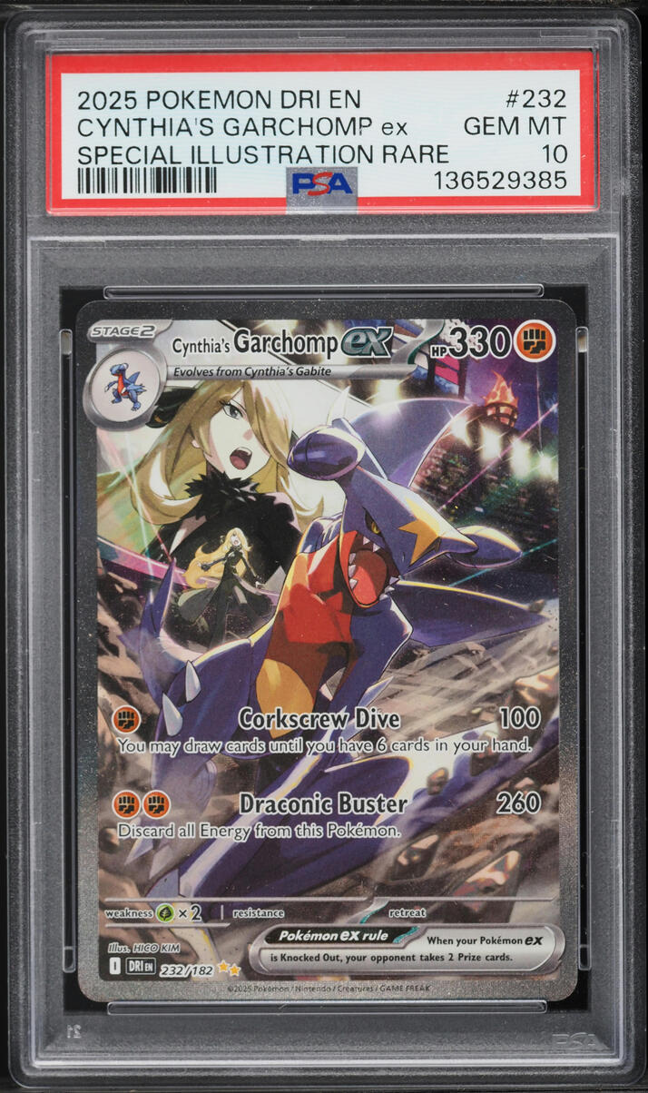 2025 Pokemon Scarlet & Violet Destined Rivals SIR Cynthia's Garchomp EX #232 PSA 10 GEM MINT