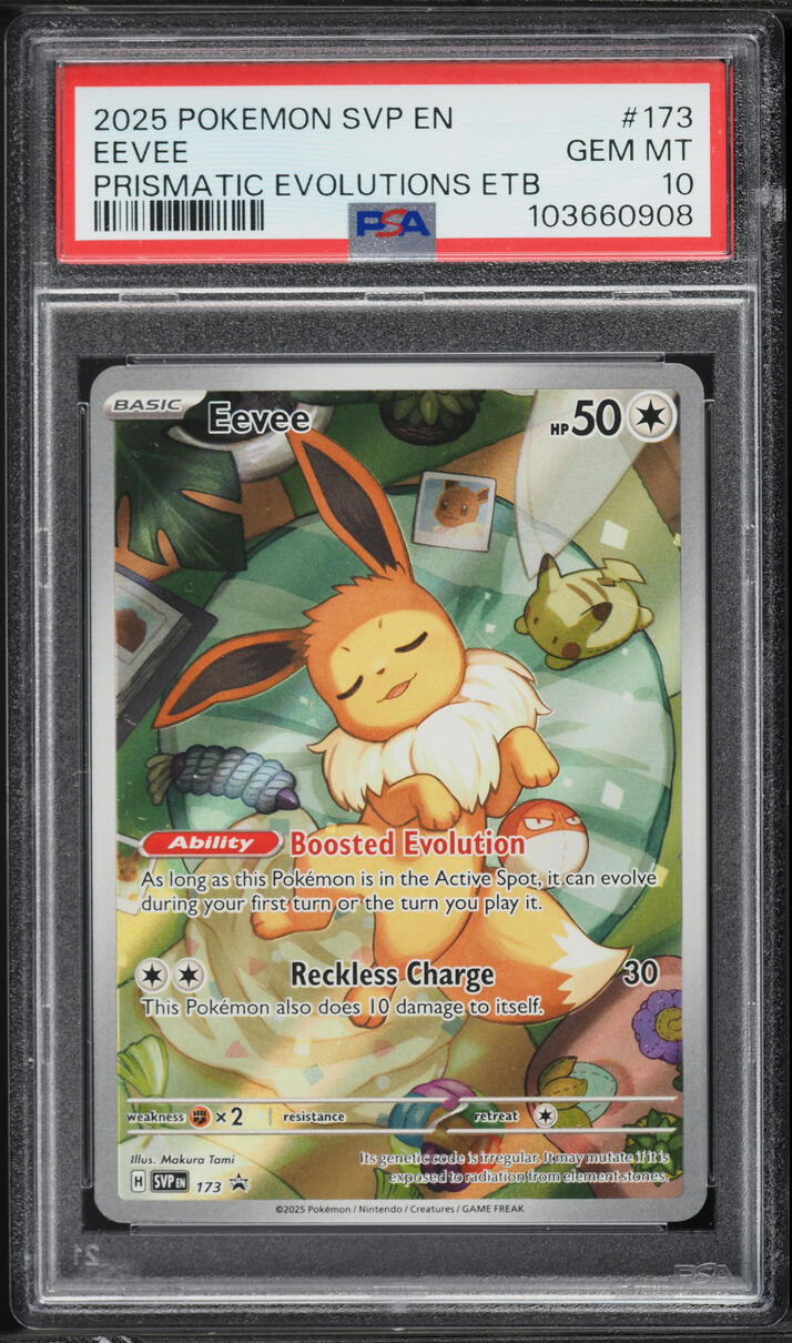 2025 Pokemon SV Promo Prismatic Evolutions ETB Full Art Eevee #173 PSA 10 GEM MINT