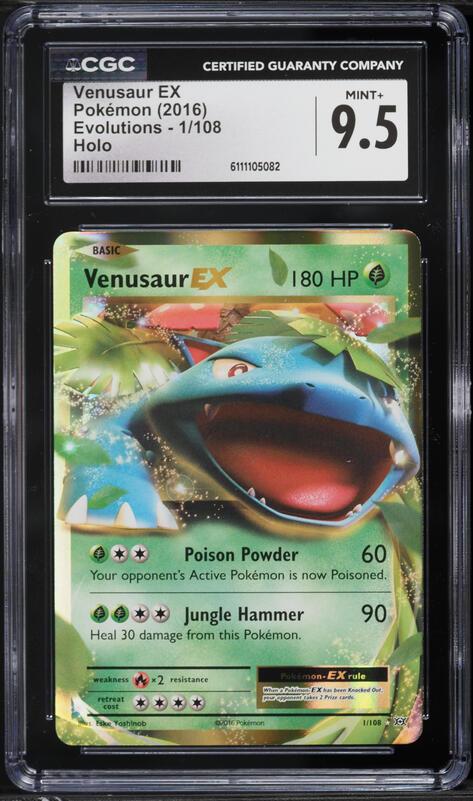 2016 Pokemon XY Evolutions Holo Venusaur EX #1 CGC 9.5 MINT+