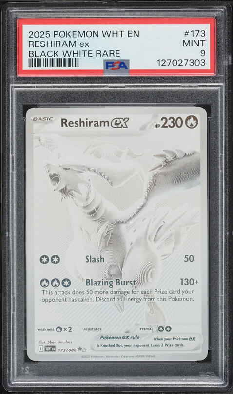 2025 Pokemon Scarlet & Violet White Flare BWR Reshiram ex #173 PSA