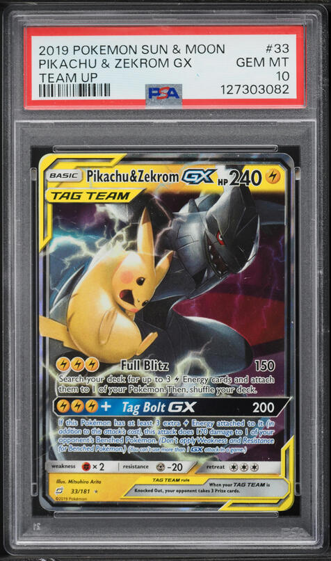 2019 Pokemon Sun & Moon Team Up Full Art Pikachu & Zekrom GX #33
