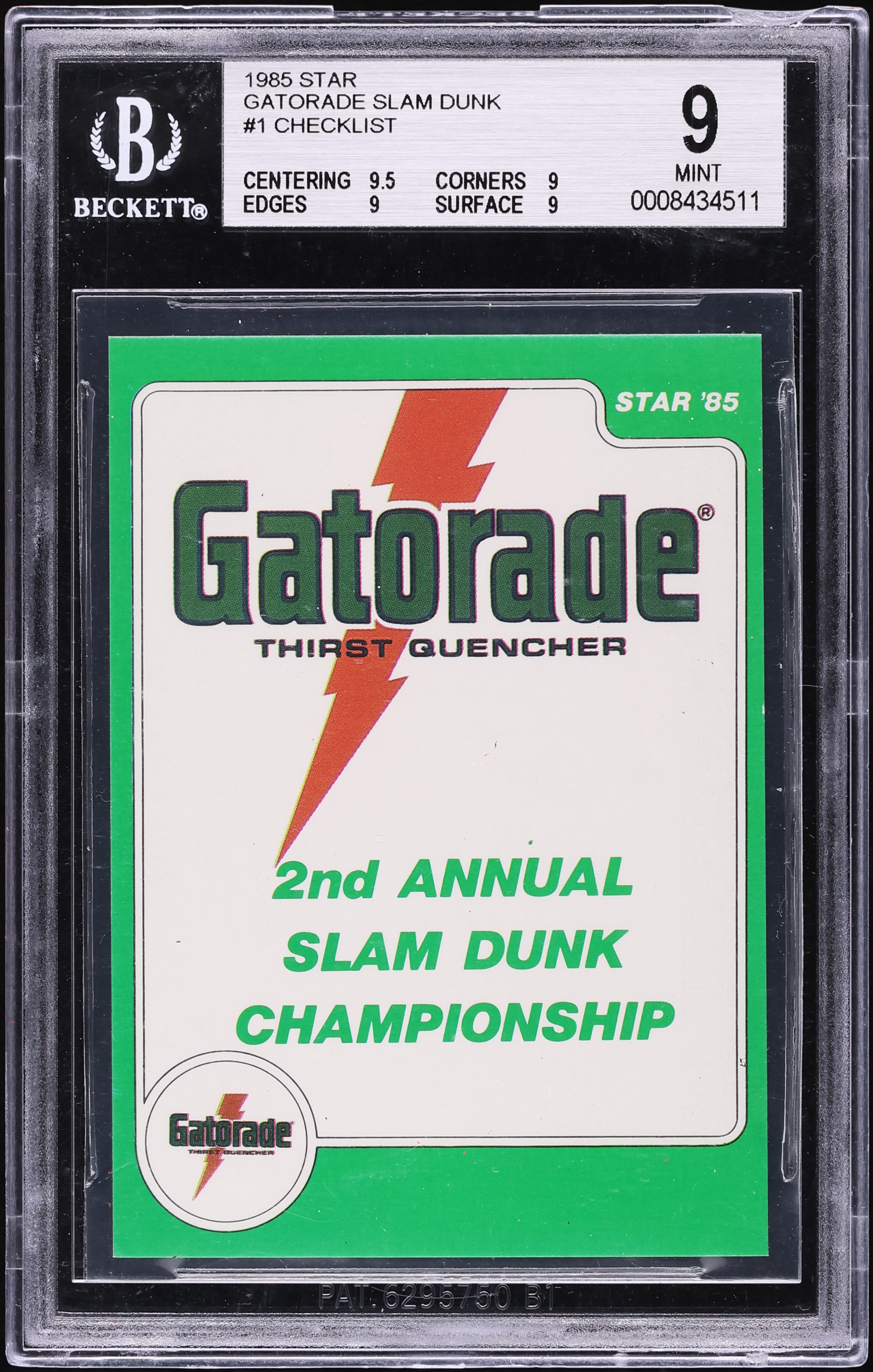 1985 Star Gatorade Slam Dunk Checklist #1 BGS 9 MINT on Fanatics