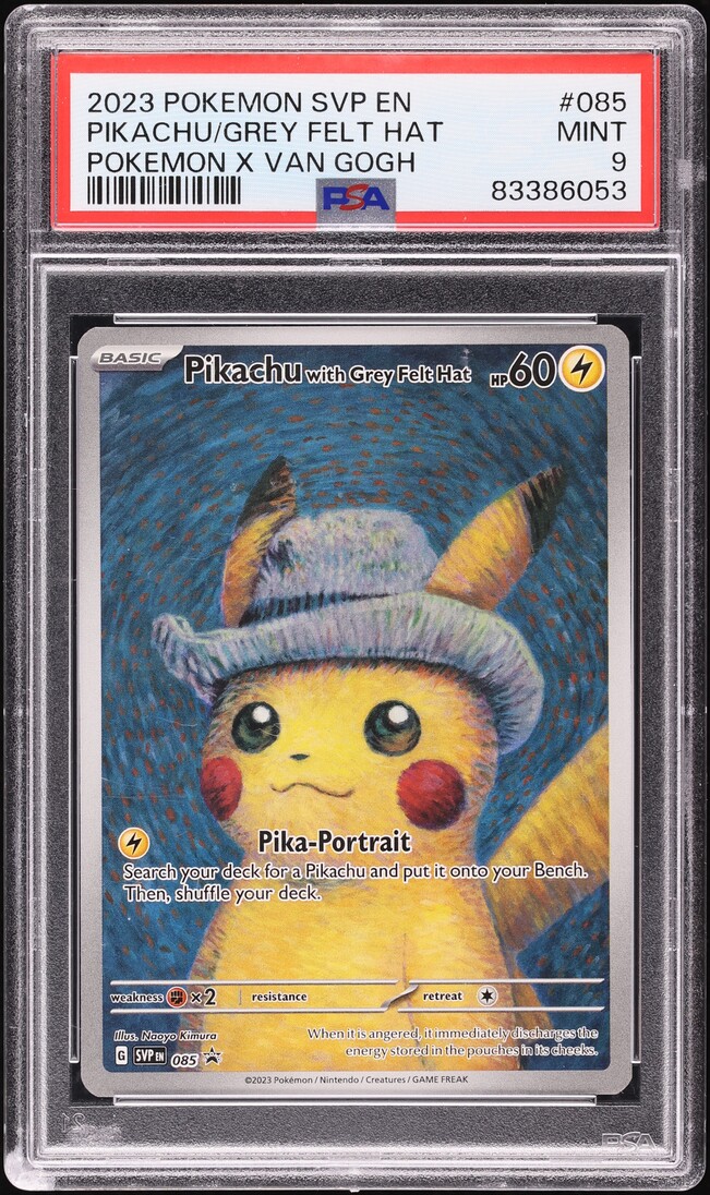 2023 Pokemon SV Promo X Van Gogh Full Art Pikachu With Grey Felt Hat #85 PSA 9 MINT