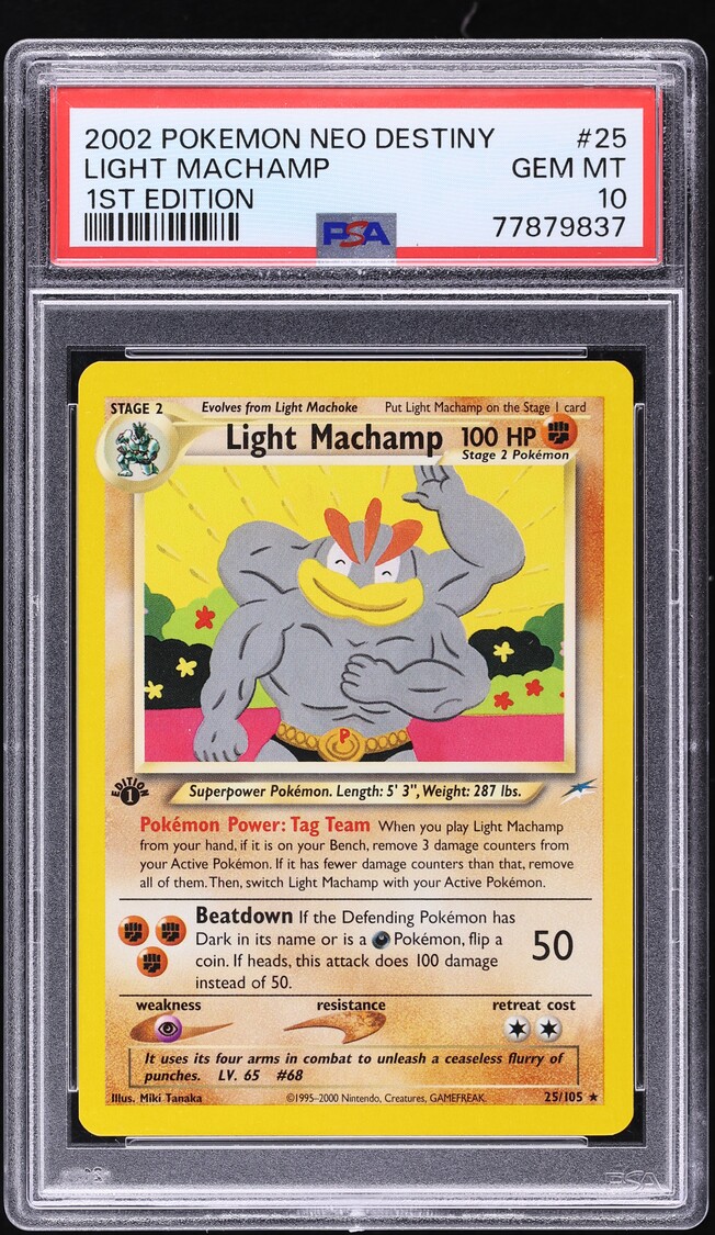 2002 Pokemon Neo Destiny 1st Edition Light Machamp #25 PSA 10 GEM MINT