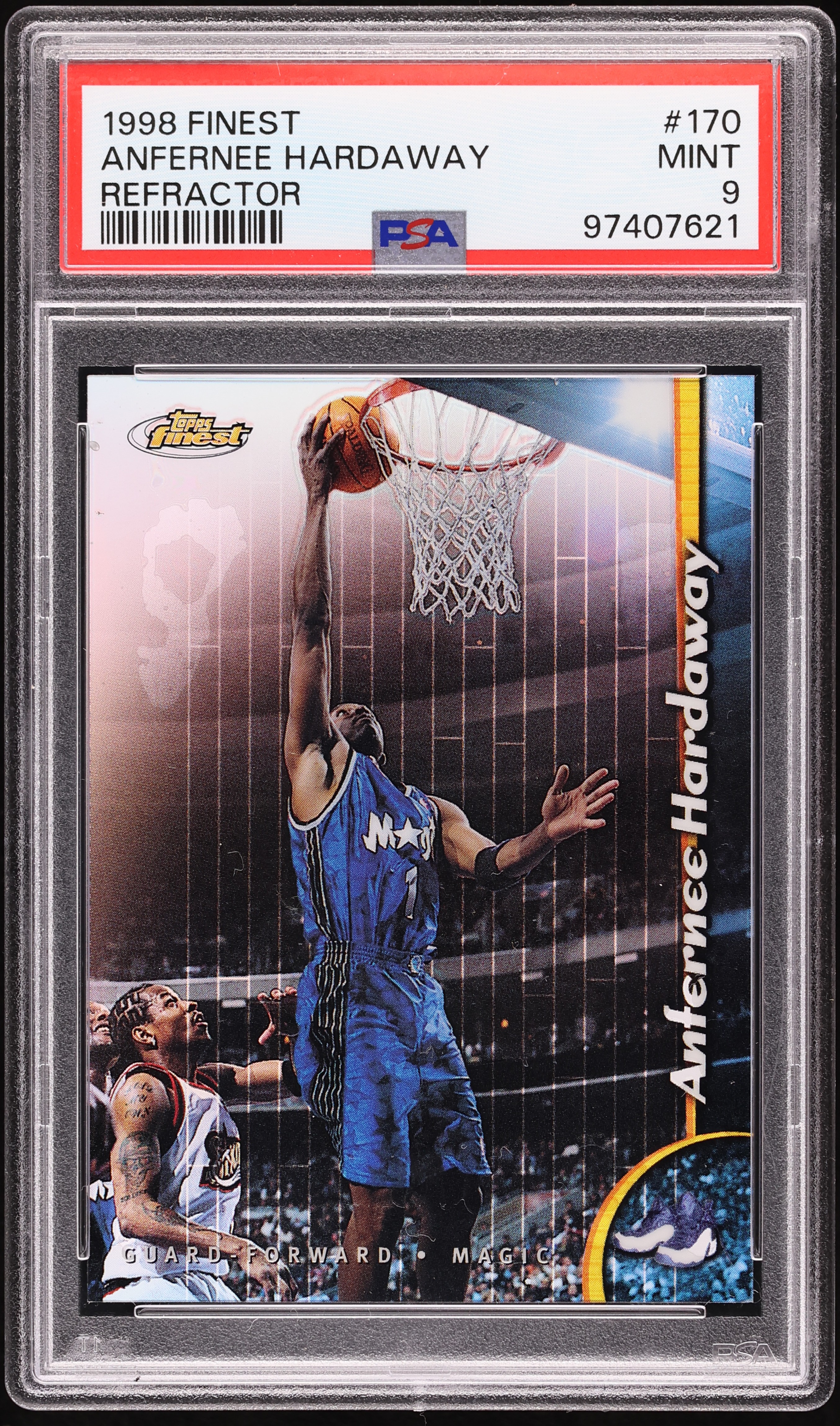 1998 Finest Refractor Anfernee Hardaway #170 PSA 9 MINT on 