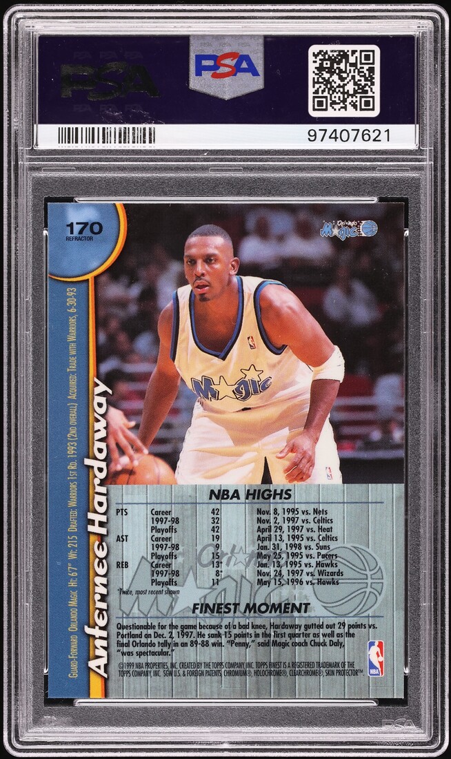 PSA NM 7】ANFERNEE HARDAWAY FINEST 【公式通販】