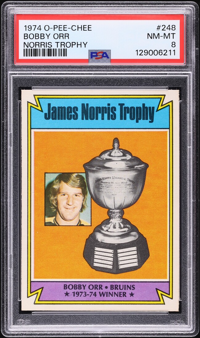 1974 O-Pee-Chee Hockey Bobby Orr NORRIS TROPHY #248 PSA 8 NM-MT