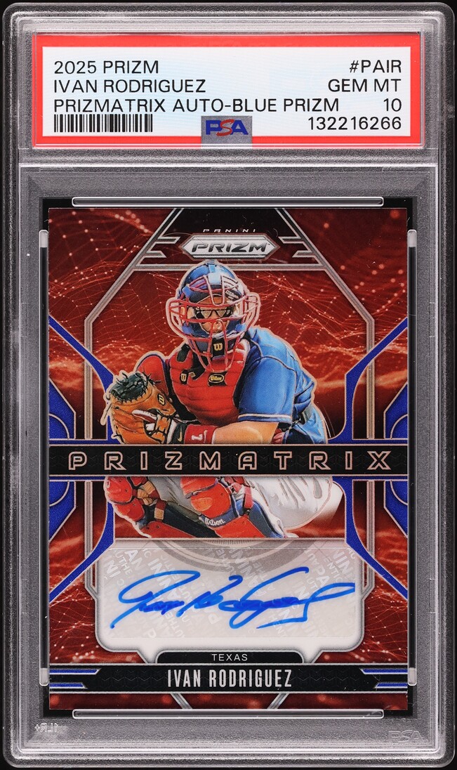 2025 Panini Prizm Prizmatrix Blue Ivan Rodriguez AUTO /49 #PA-IR