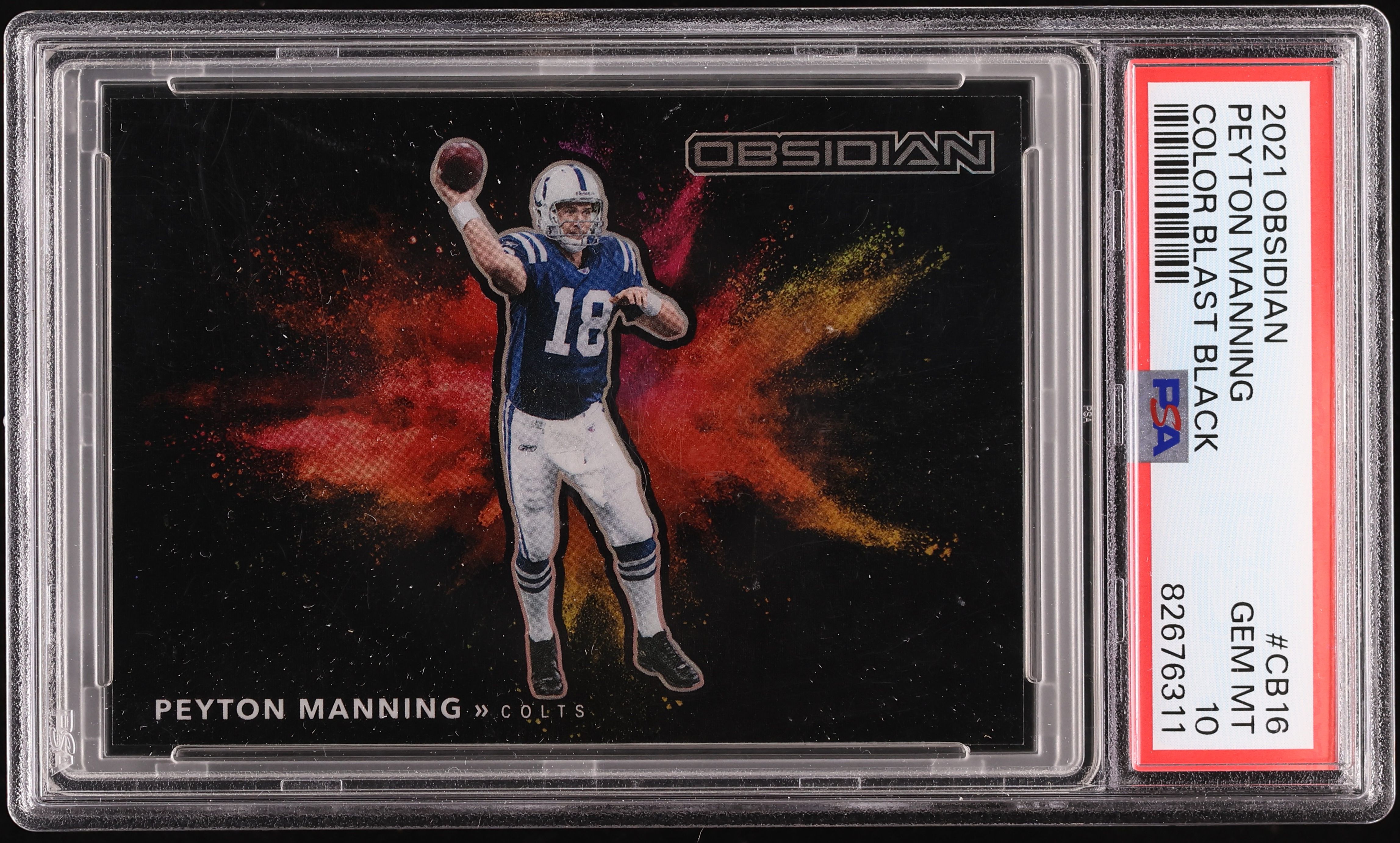 2021 Panini Obsidian Color Blast Black Peyton Manning #CB16 PSA 10