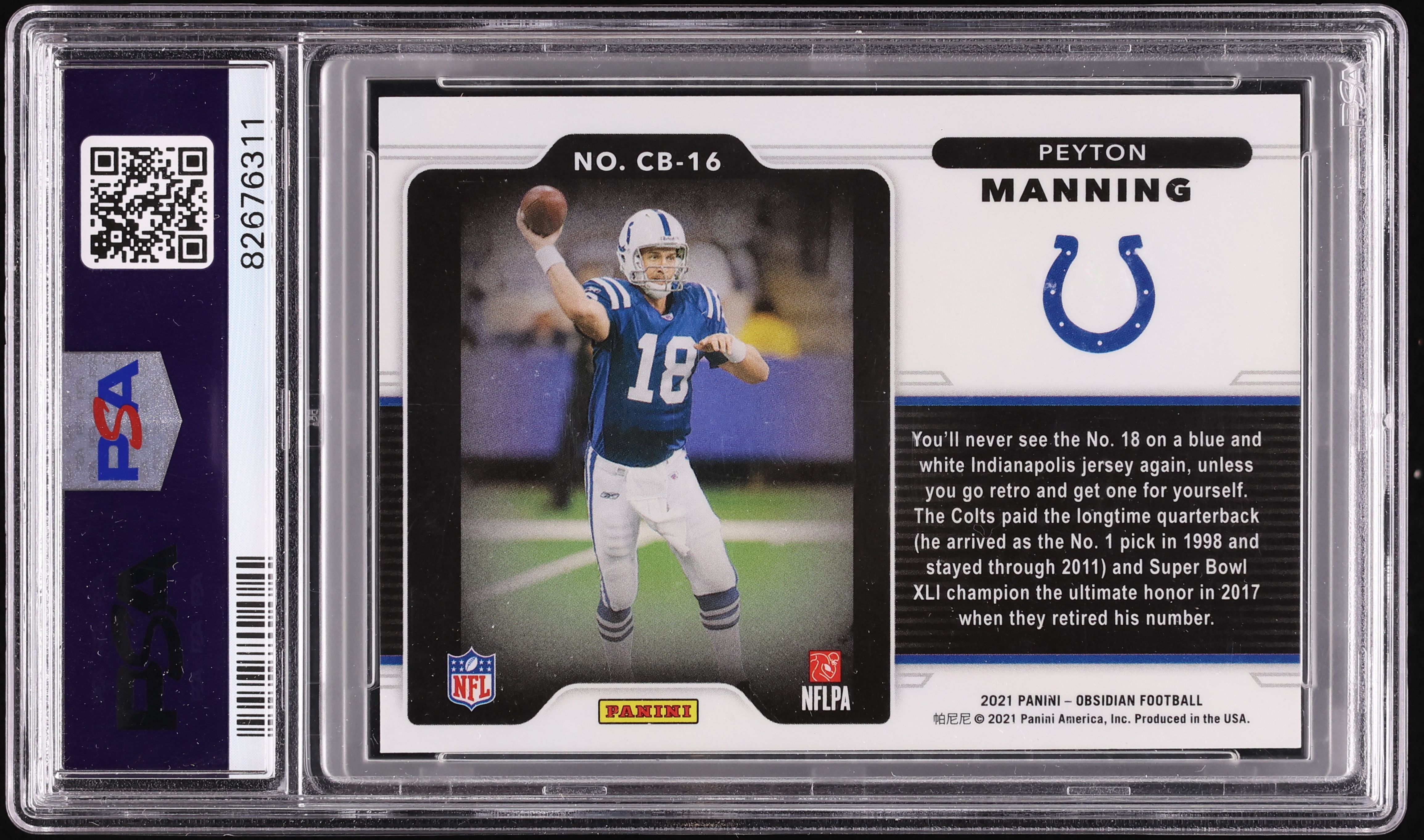 2021 Panini Obsidian Color Blast Black Peyton Manning #CB16 PSA 10