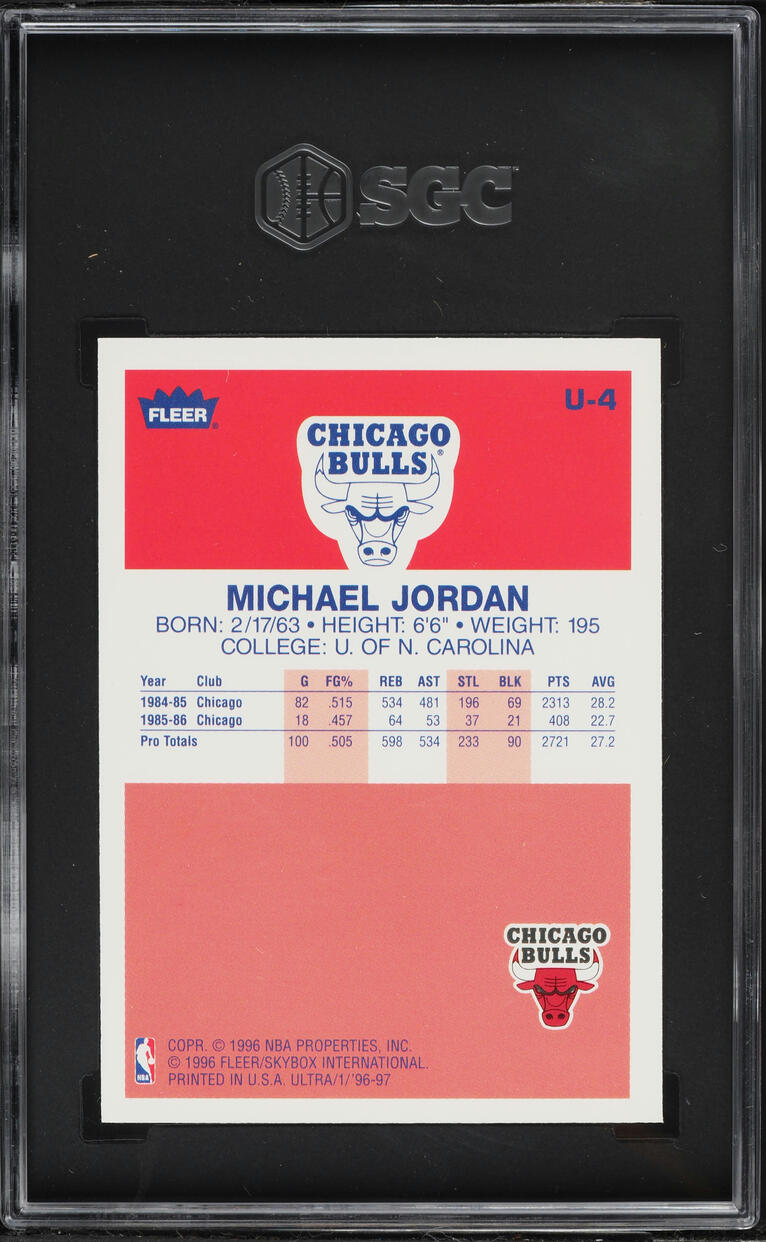 1996 Ultra Decade Of Excellence Michael Jordan #U-4 SGC 9 MINT
