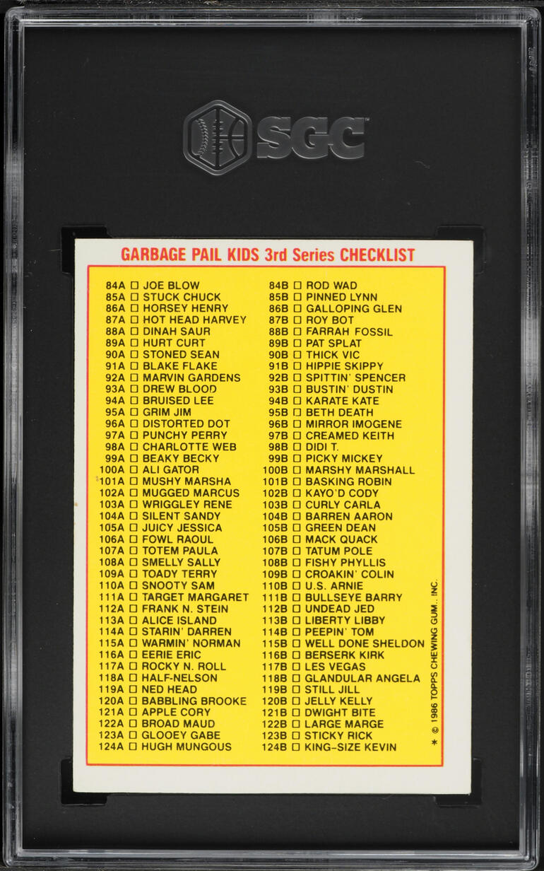 1986 Topps Garbage Pail Kids Series 3 Horsey Henry #86A SGC 7 NRMT