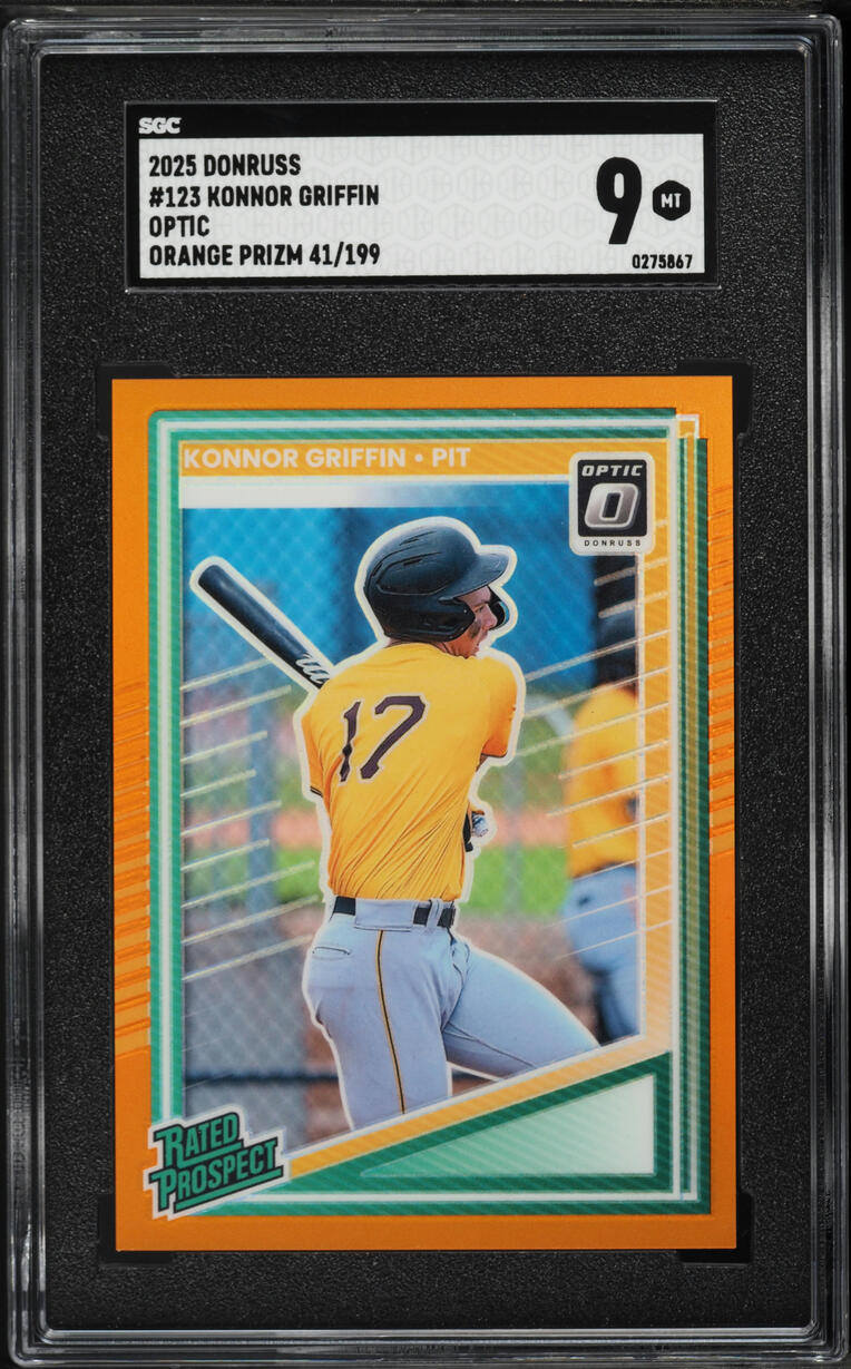 2025 Donruss Optic Orange Prizm Konnor Griffin ROOKIE /199 #123 SGC 9 MINT