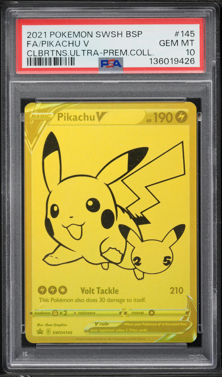 2021 Pokemon Sword & Shield Promo Ultra Premium Collection Full Art Pikachu V #145 PSA 10 GEM