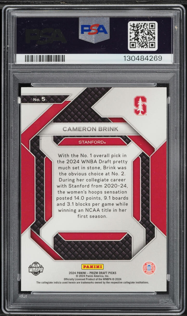 2024 Panini Prizm Draft Picks New Recruits Cameron Brink ROOKIE #5 PSA 10 GEM MINT