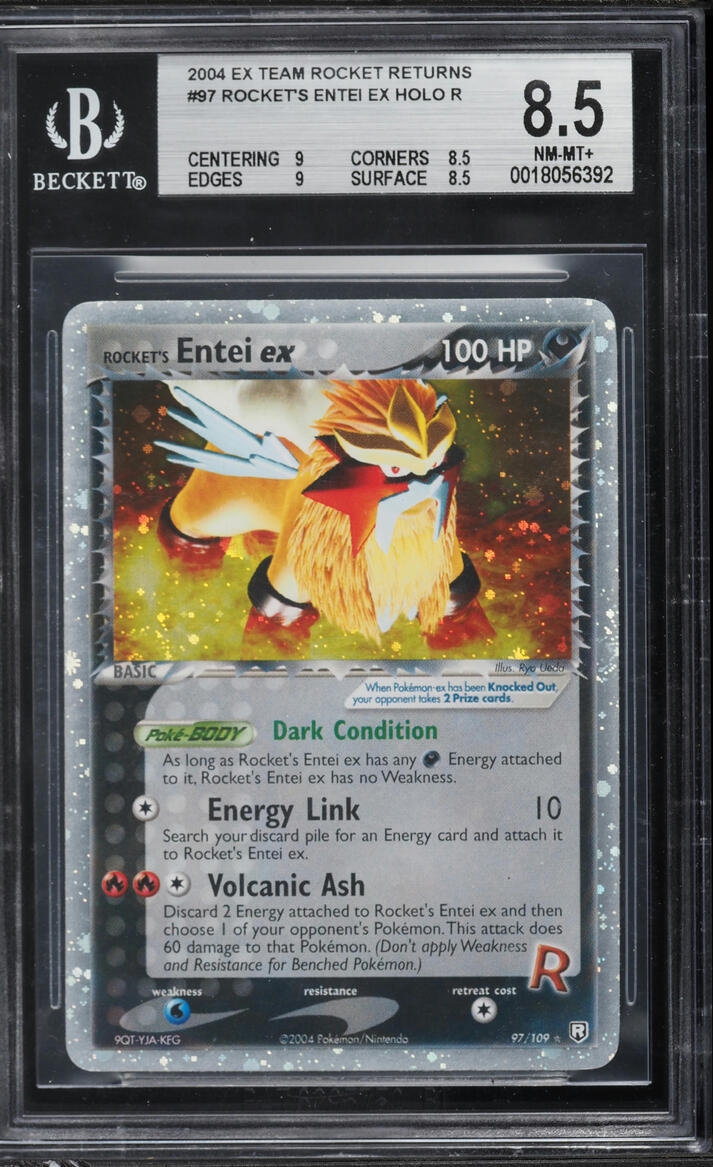 2004 Pokemon EX Team Rocket Returns Holo Rocket's Entei ex #97 BGS 8.5 NM-MT+