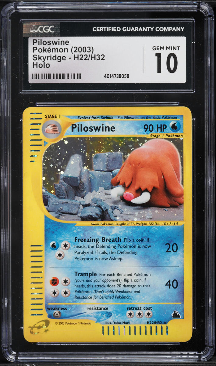 2003 Pokemon Skyridge Holo Piloswine #H22 CGC 10 GEM MINT