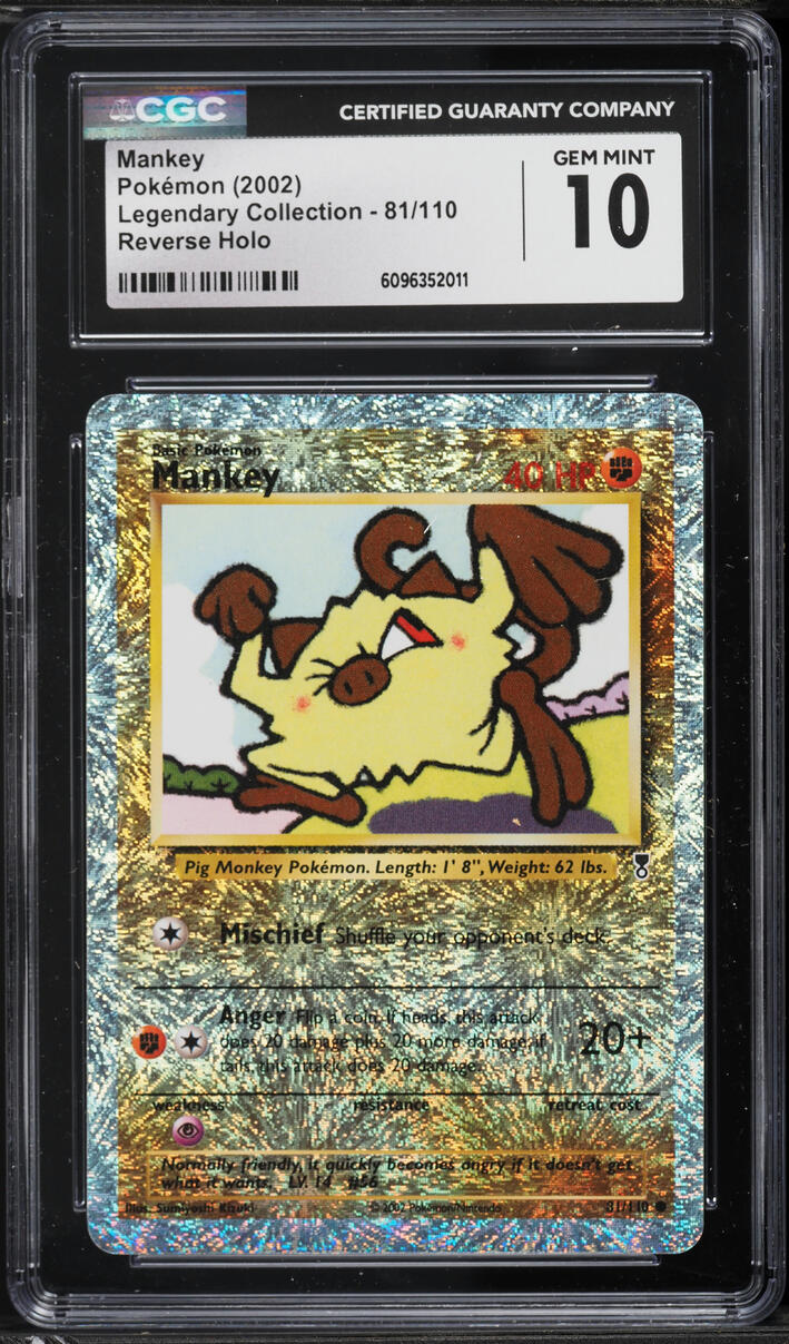 2002 Pokemon Legendary Collection Reverse Holo Mankey #81 CGC 10 GEM MINT