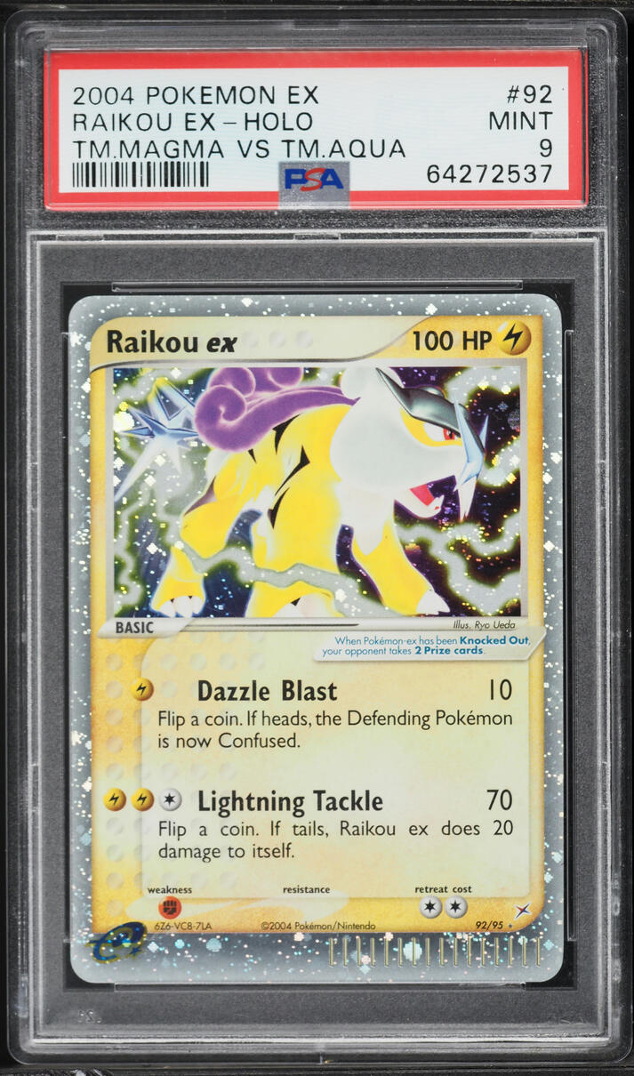 2004 Pokemon EX Team Magma Vs Team Aqua Holo Raikou ex #92 PSA 9 MINT