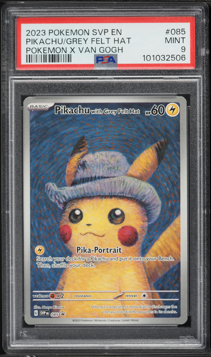 2023 Pokemon Scarlet & Violet Promo Van Gogh Full Art Pikachu With Grey Felt Hat #85 PSA 9 MINT
