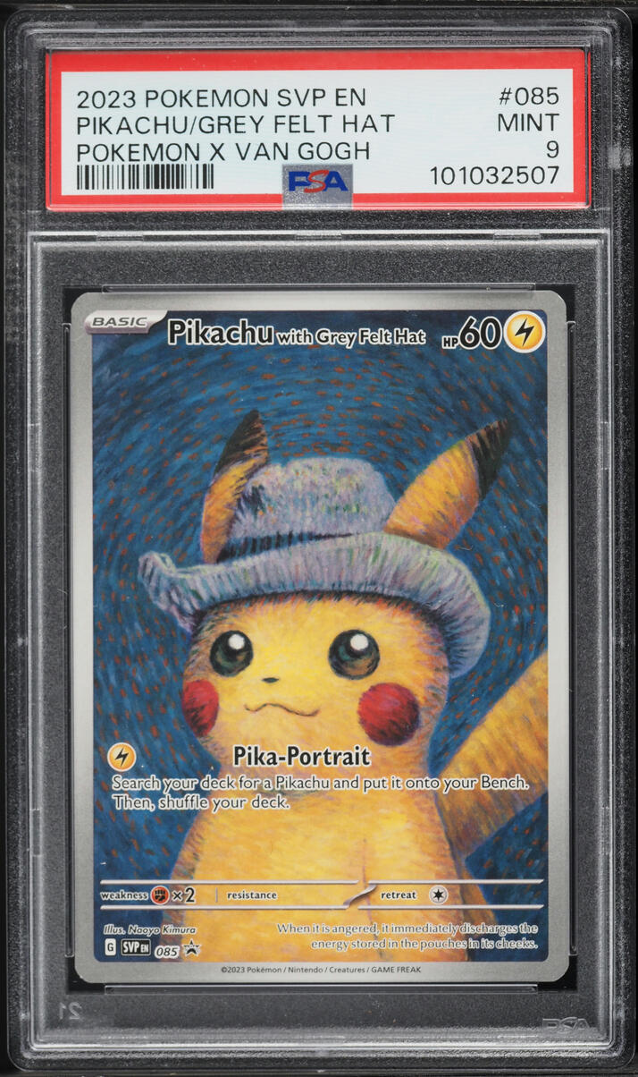 2023 Pokemon Scarlet & Violet Promo Van Gogh Full Art Pikachu With Grey Felt Hat #85 PSA 9 MINT