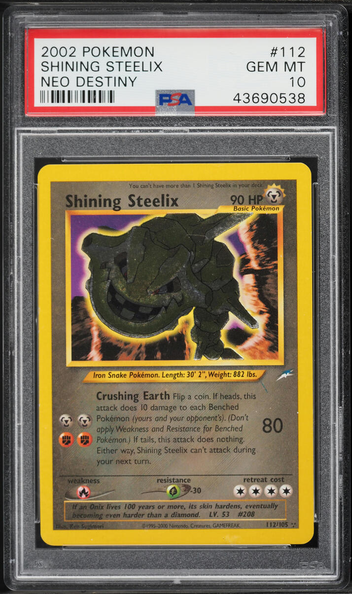 2002 Pokemon Neo Destiny Shining Steelix #112 PSA 10 GEM MINT