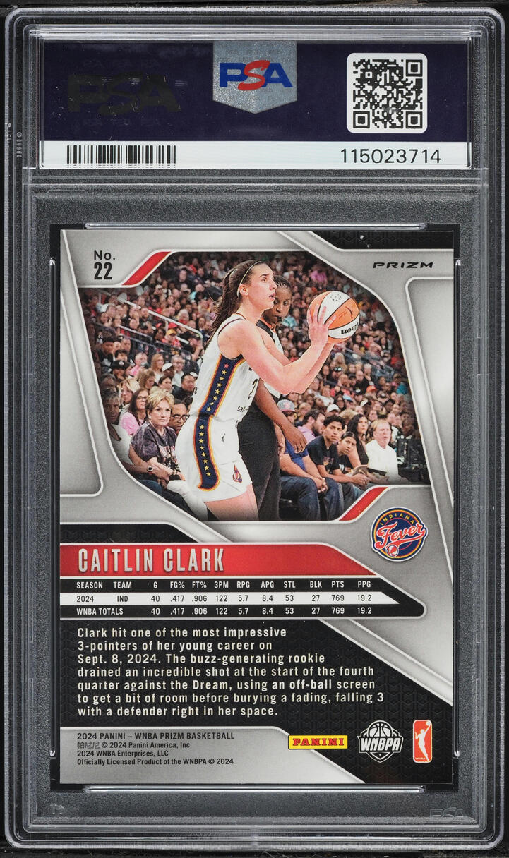 2024 Panini Prizm WNBA Blue Velocity Caitlin Clark ROOKIE #22 PSA 10 GEM MINT