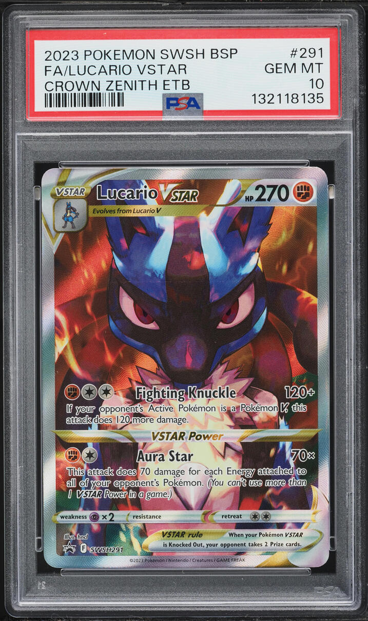 2023 Pokemon SWSH Promo Crown Zenith ETB Full Art Lucario VSTAR #SWSH291 PSA 10 GEM MINT