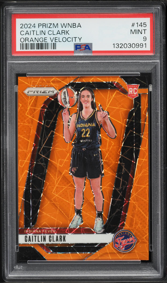 2024 Panini Prizm WNBA Orange Velocity Caitlin Clark ROOKIE #145 PSA 9 MINT