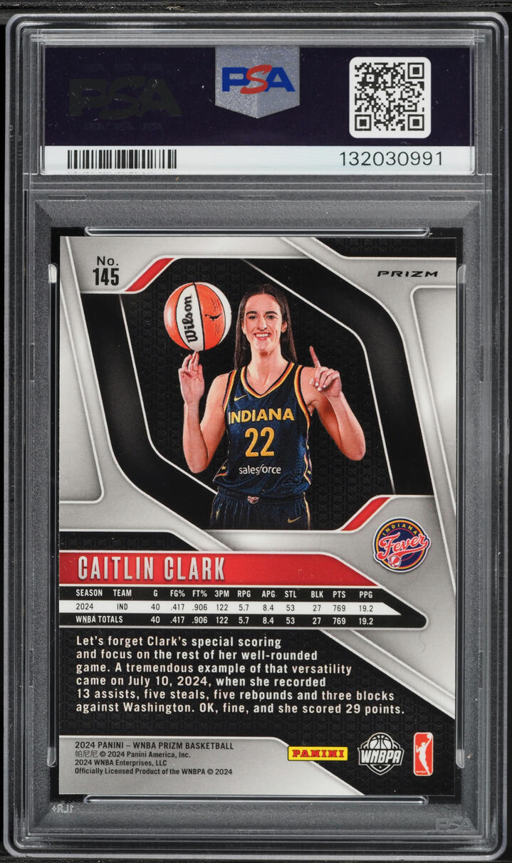 2024 Panini Prizm WNBA Orange Velocity Caitlin Clark ROOKIE #145 PSA 9 MINT