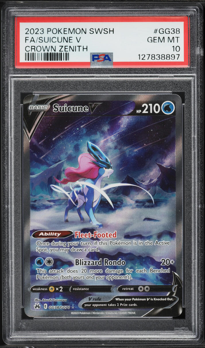 2023 Pokemon Sword & Shield Crown Zenith Full Art Suicune V #GG38 PSA 10 GEM MINT