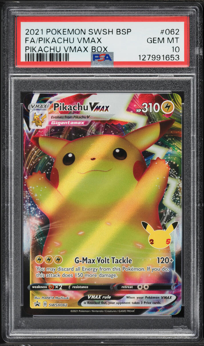 2021 Pokemon Sword & Shield Promo Celebrations Full Art Pikachu VMAX #62 PSA 10 GEM MINT